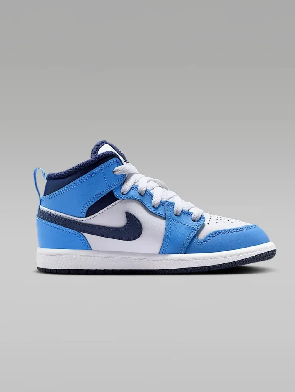 Bling Blue Jordan 1 Mid Sneakers Custom With Clear Swarovski Crystals Girls Nike
